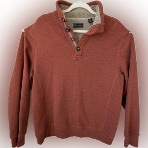 Arrow USA 1851 Sherpa Lined Pullover Sweater Rust Orange Large Cozy